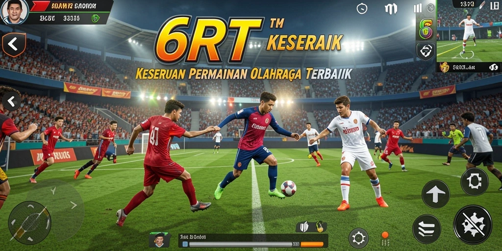 Tampilan gameplay 6RT yang seru dan menegangkan saat pertandingan.