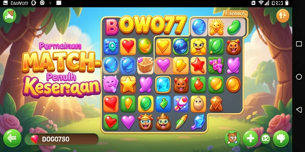 Gameplay seru BOWO77 dengan grafis Match-3 yang menarik.