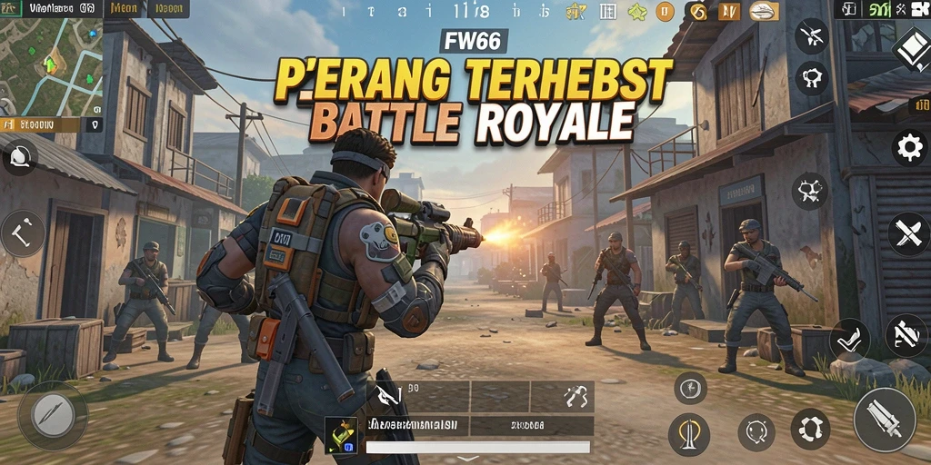Tampilan gameplay mendebarkan di arena Battle Royale FW66.