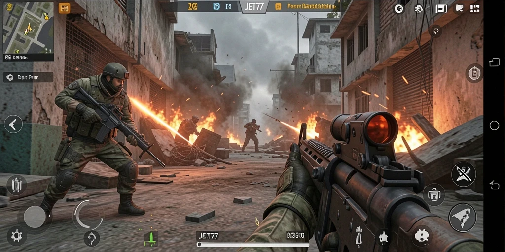 Gameplay intens JET77 dalam pertempuran FPS yang menegangkan.