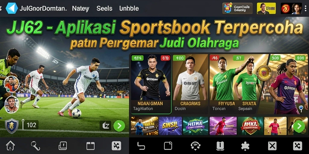 Tampilan utama JJ62 dengan fitur taruhan olahraga yang menarik.