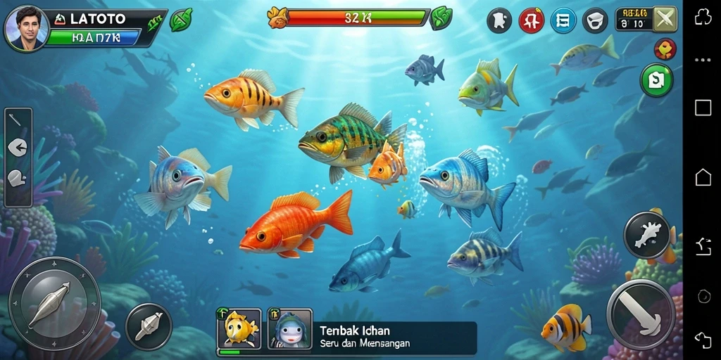 Tampilan gameplay LATOTO yang seru dalam Tembak Ikan.
