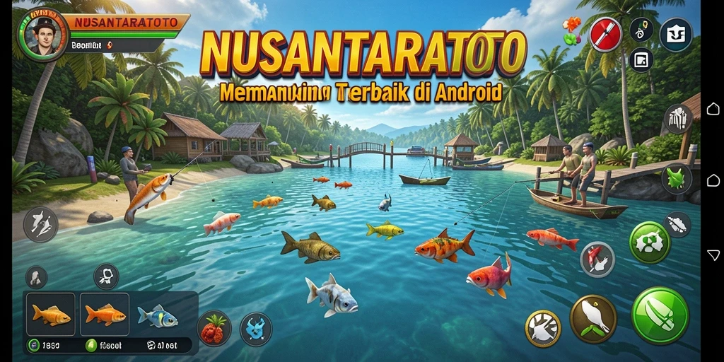 Tampilan gameplay yang menakjubkan dari NUSANTARATOTO, memperlihatkan aksi memancing.