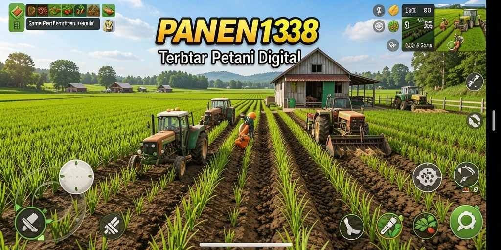 Gameplay menarik dari PANEN138 dengan pertanian yang cerah dan penuh warna.