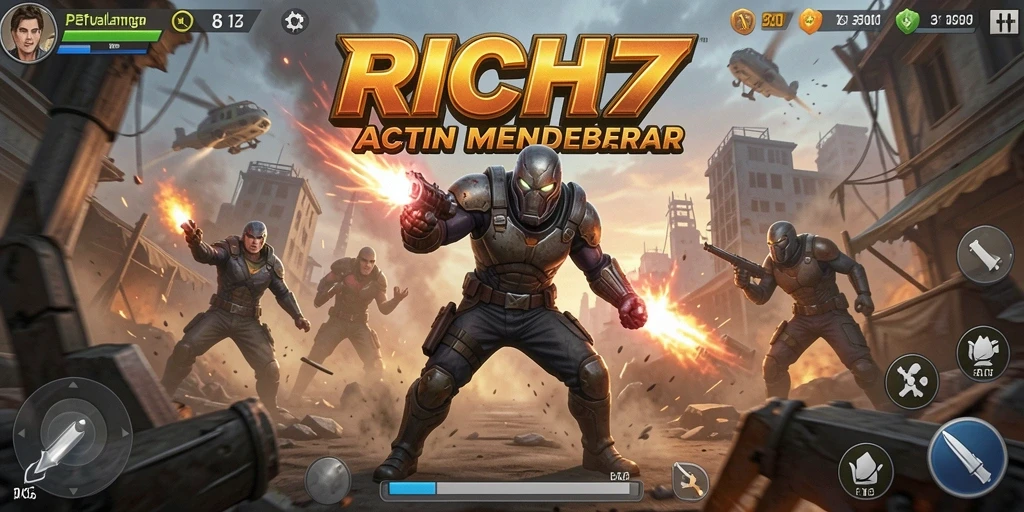 Tangkapan layar gameplay menarik dari RICH7 dengan aksi pertarungan sengit.